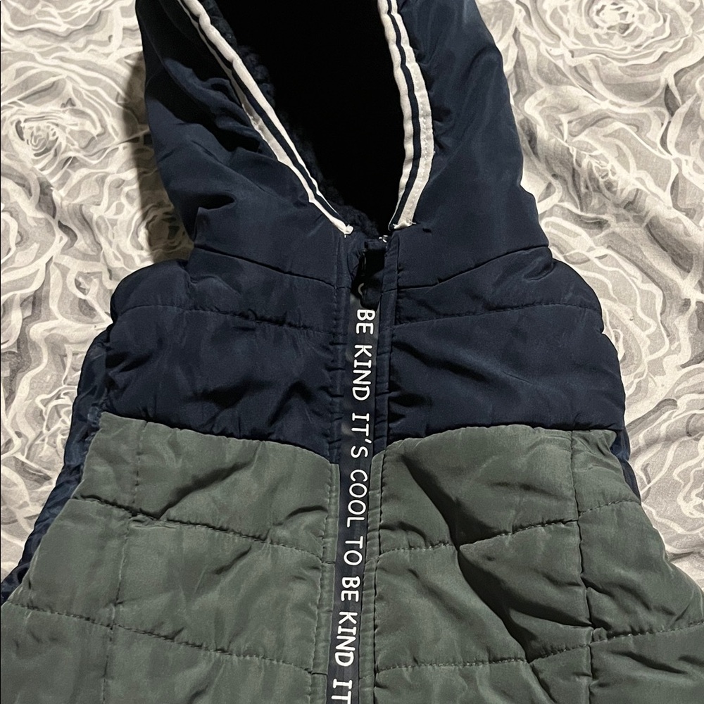 Navy and Olive Puffer Vest with Hood